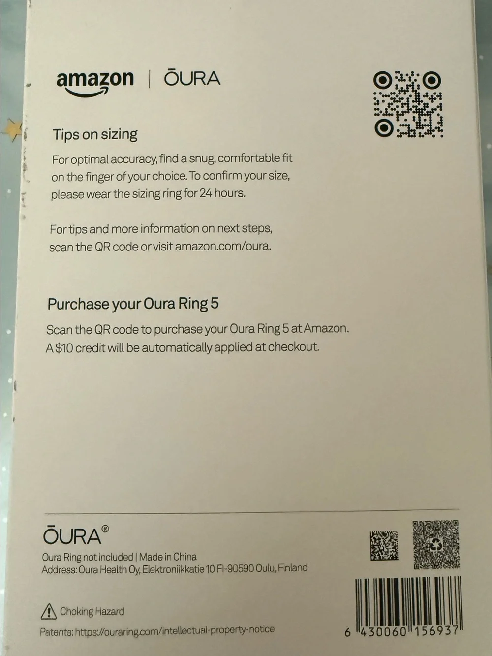 Oura Ring 5 Sizing Kit.